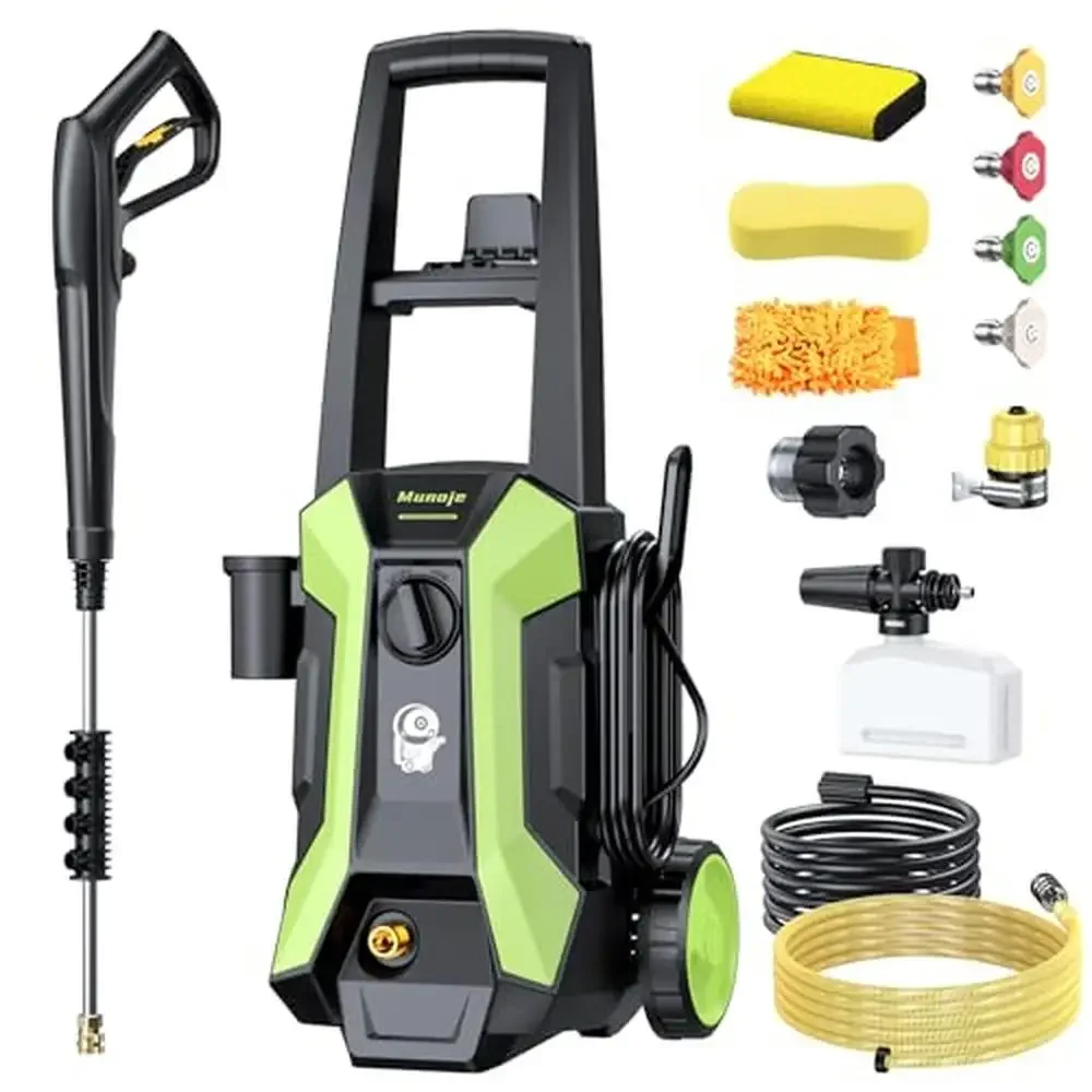 Electric Pressure Washer 2600PSI Max Power 2.0 GPM 4 Nozzles Foam Cannon & Spray Gun IPX5 High Pressure Washer Kit with Car Wash