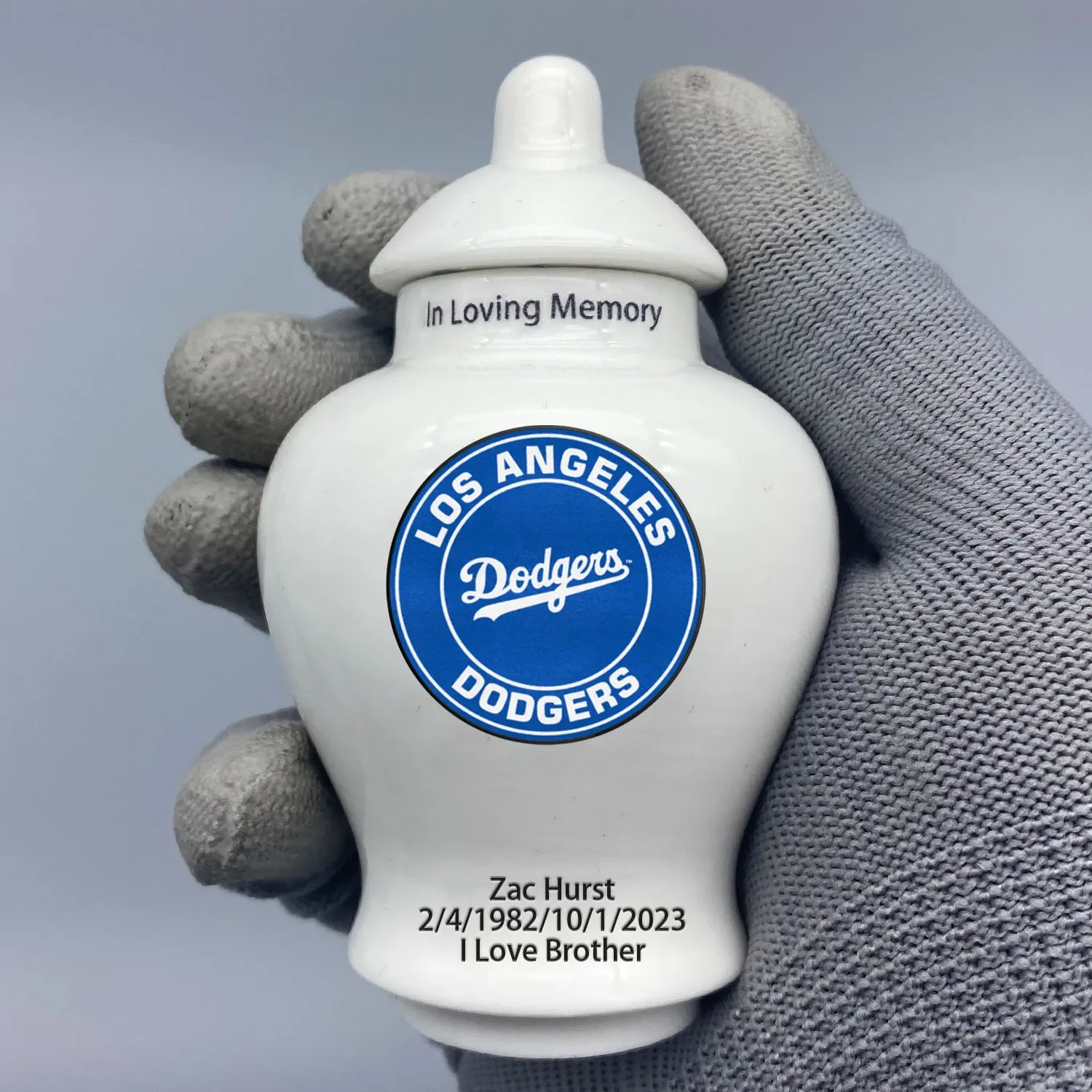 Mini Urn for Los Angeles Dodgers-Baseball themed Urn.Send me the name/date you want to appear on the urn by Remarks Message