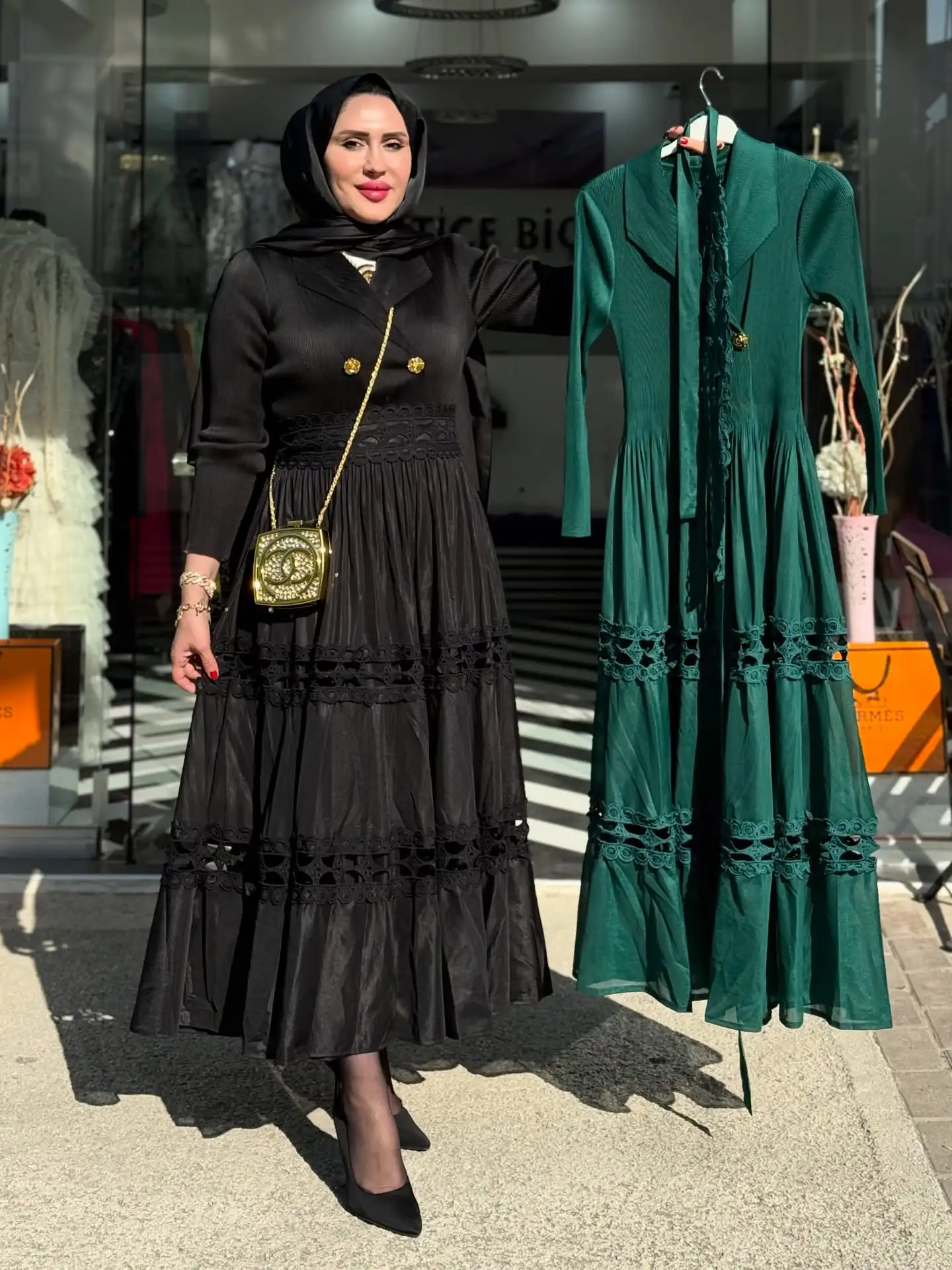 فستان EGRM لحفلات الزفاف التقليدية بطيات على شكل حرف a بدلة أنيقة بياقة نسائية فساتين تنحيف الخصر 2026 جديد 6G5973 #6