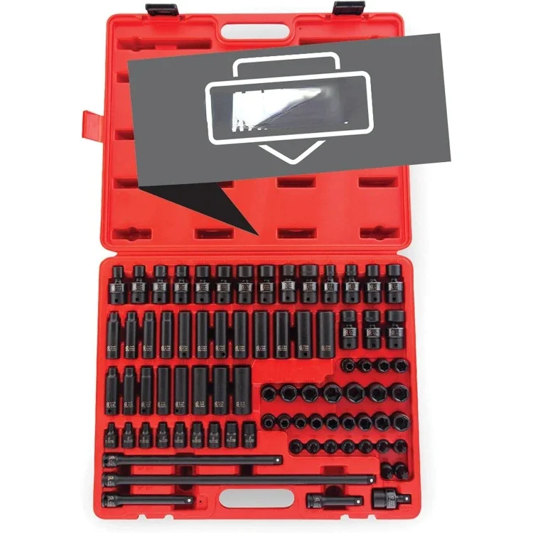 

80-Piece 3/8" Drive Master Impact Socket Set - SAE/Metric, 5/16"-3/4", 8mm-19mm, Cr-Mo, Radius Corner, Heavy Duty Case