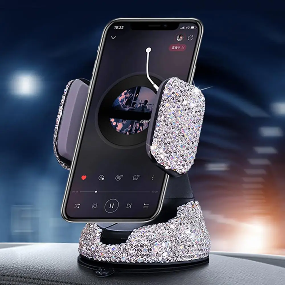 Car Navigation Bracket Rhinestone Multi-angle Rotation Phone Stand Car Phone Holder Universal Bling Car Stand Phone Holder