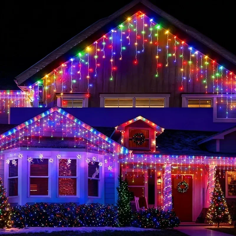 Solar Curtain Icicle Light 3.5M Eaves Decor Outdoor Fairy String Lights Wedding Party