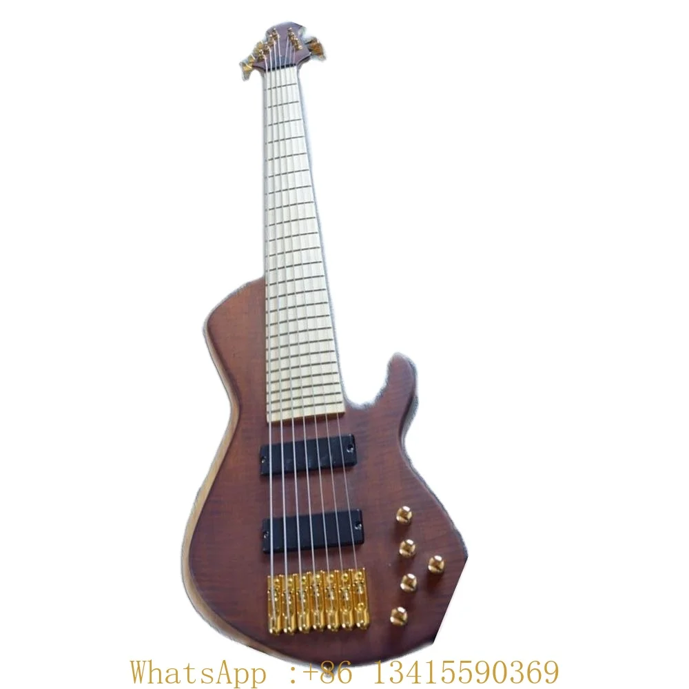 

7 String Neck Through Body Electric Bass Guitar With Flamed Maple Top Board