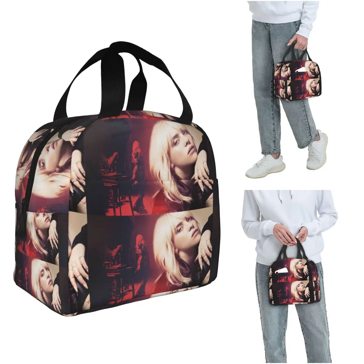 Billie Eilish Insulated Lunch Bag for Women Children Portable Food Boxes Thermal Lunch Box Tote