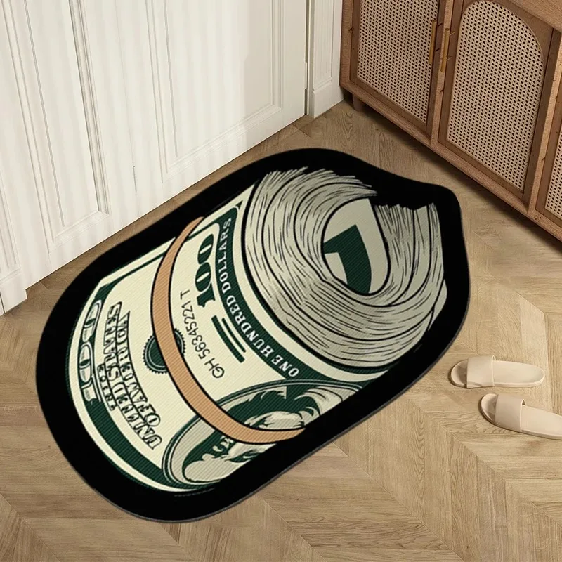 Irregular Dollar Area Rug Simulated Money Carpet Soft Comfortable Foot Mat Cute Entry Door Rug Household Supply Home Decoration