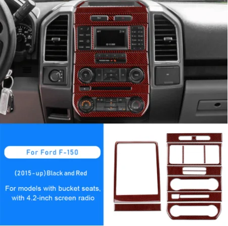 

Carbon Fiber Center Console Panel Set 11PCS For Ford F150 2015-2021 Real Sticker Trim Interior Accessories Decoration Upgrade