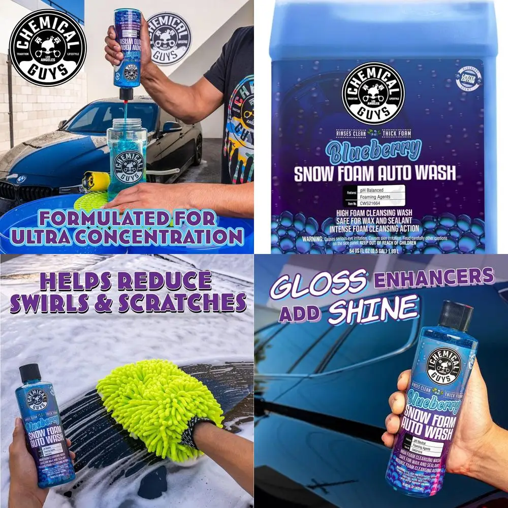 

CWS21664 Blueberry Snow Foam Car Wash Soap (Works with Foam Cannons, Foam Guns or Bucket Washes), Safe for Cars, Trucks, SUVs, J