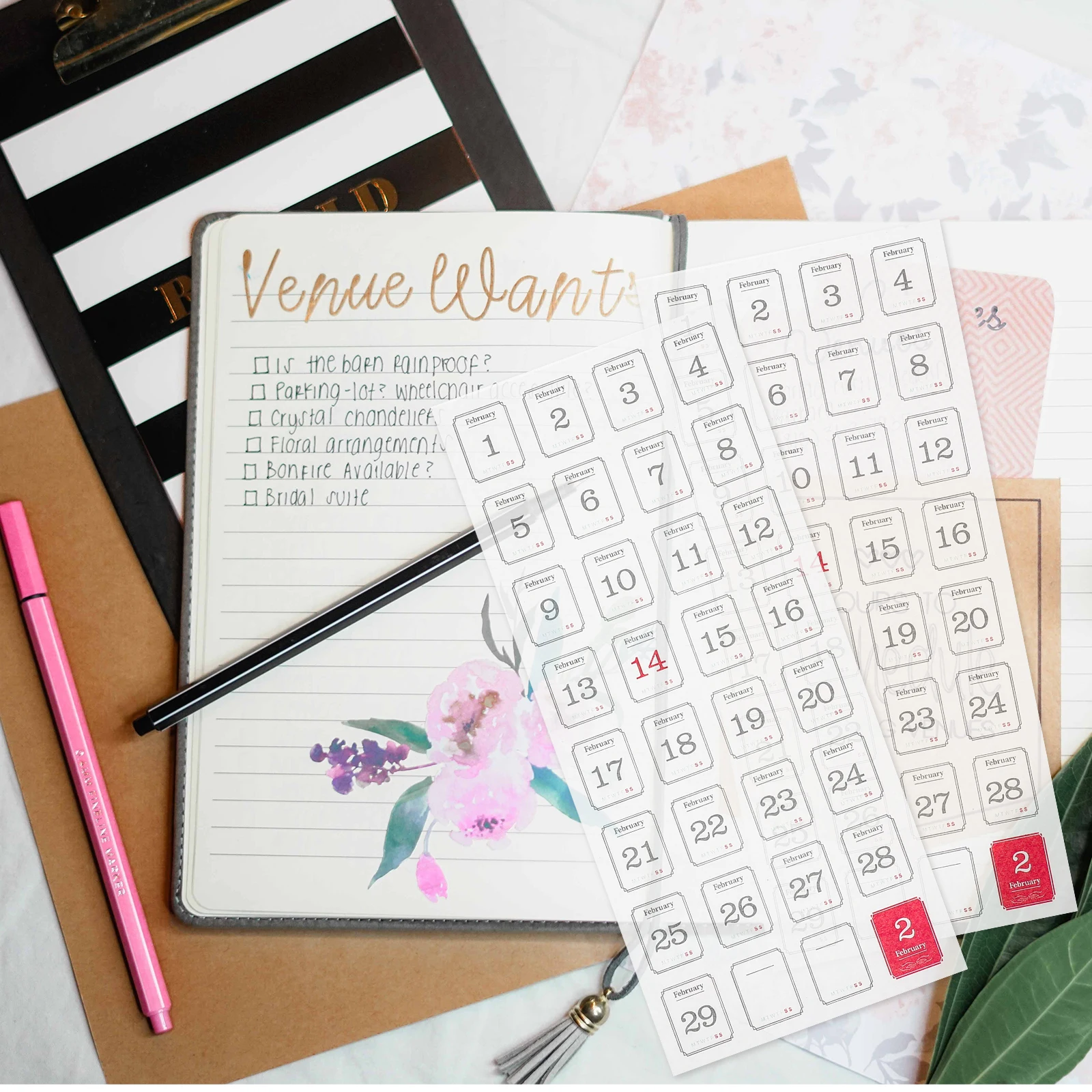 

12pcs Year Plan Stickers Daily Planner Adhesive Notepad Labels Calendar Month Stickers Date Reminder Office Student Practical