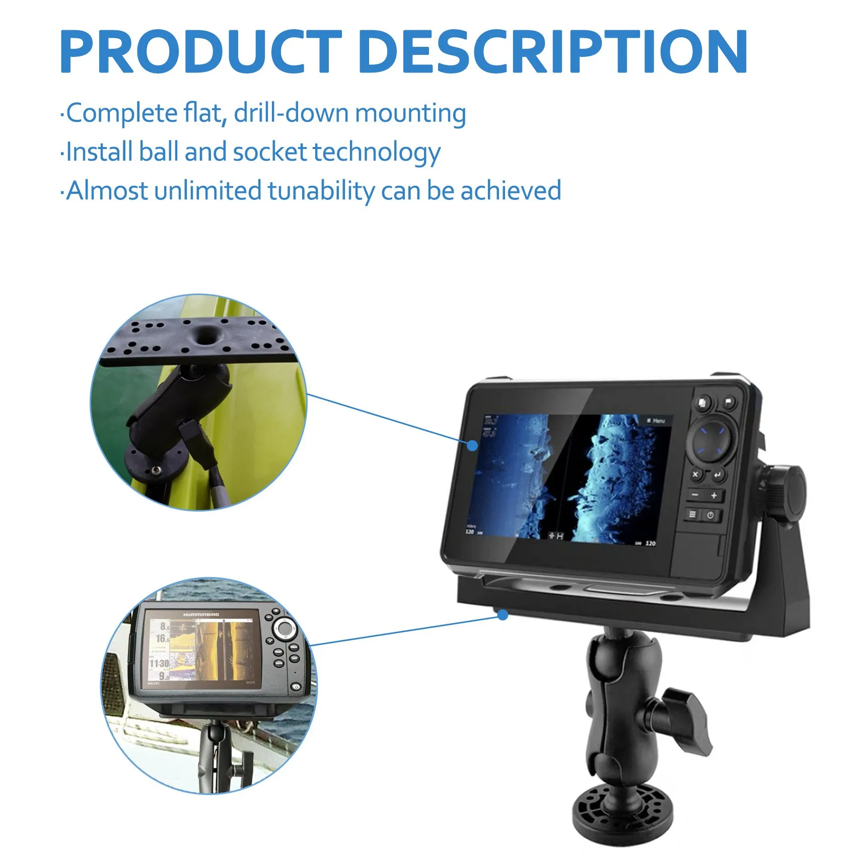 

НОВИНКА! ABKG】 Универсальное крепление для электронного эхолота Kayka, вращающаяся подставка для лодки