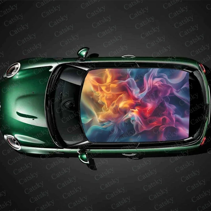 Vibrant Colored Smoke Car Roof Sticker Wrap Racing SUV Accessories Packaging Painted PVC Custom Car Graphic Decal