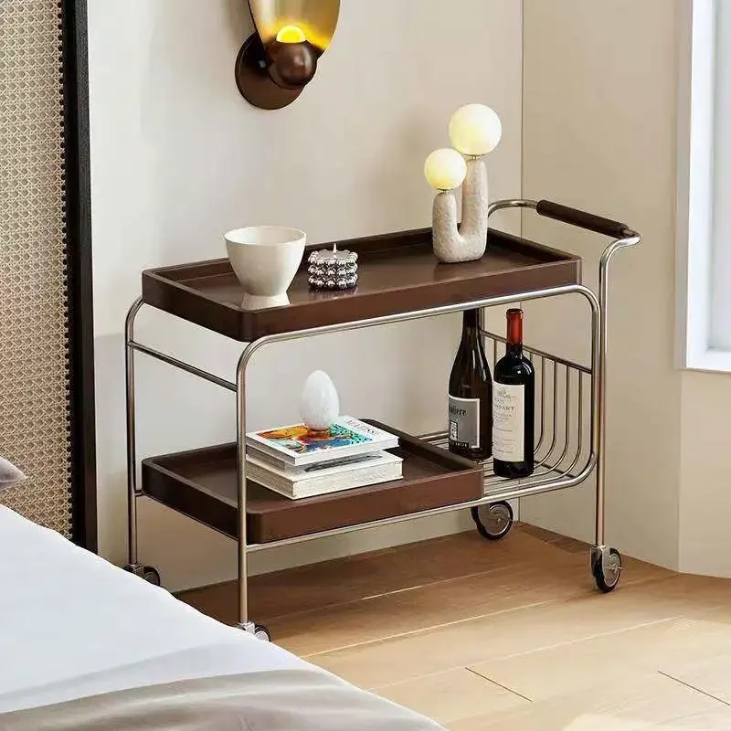 Mid-Century Storage Coffee Tables Movable Double Layer Living Room Bedroom Utility Cart Simple Stoły Kawowe Home Furniture HQ40T