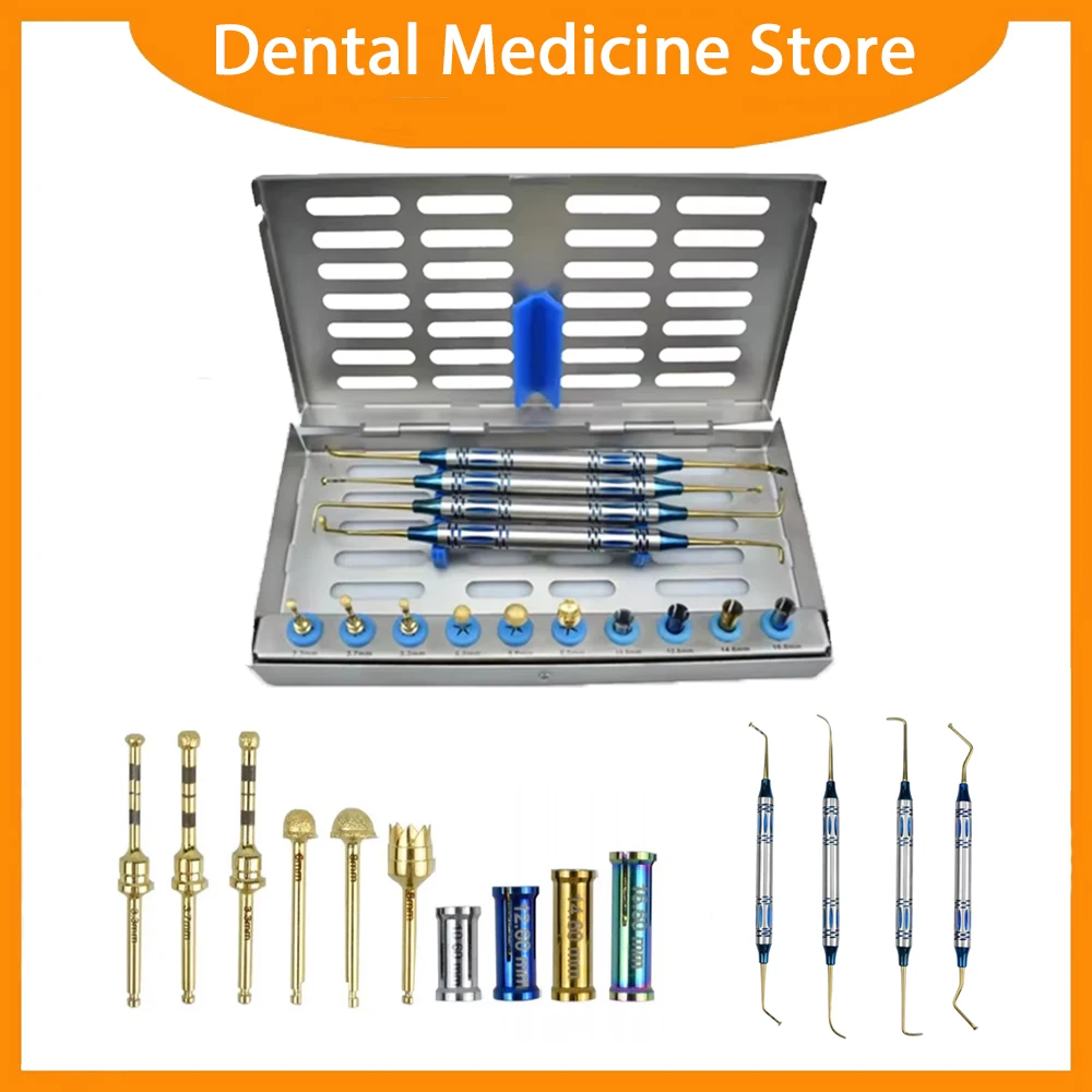 

Dental Sinus Lifting Elevation Kit Complete Set with Implant Drill Stoppers and Periosteal Separator Surgical Instruments