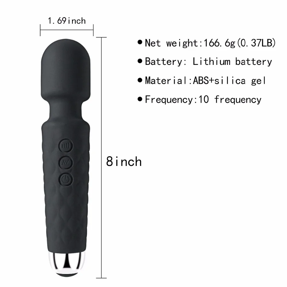 New 10 Speeds Magic Wand Massager,Big Magic Wand Massage Stick AV Vibrators Sexy Clit Vibrator Sex Toys for Women Rechargeable