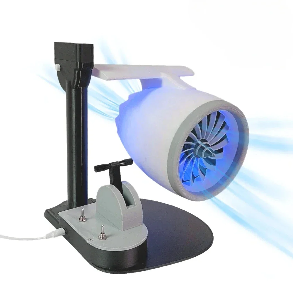 B-M USB JetFan Turbofan Engine Desktop Fan Blue Light Upgraded Version with Humidifier and Blue Tail Light