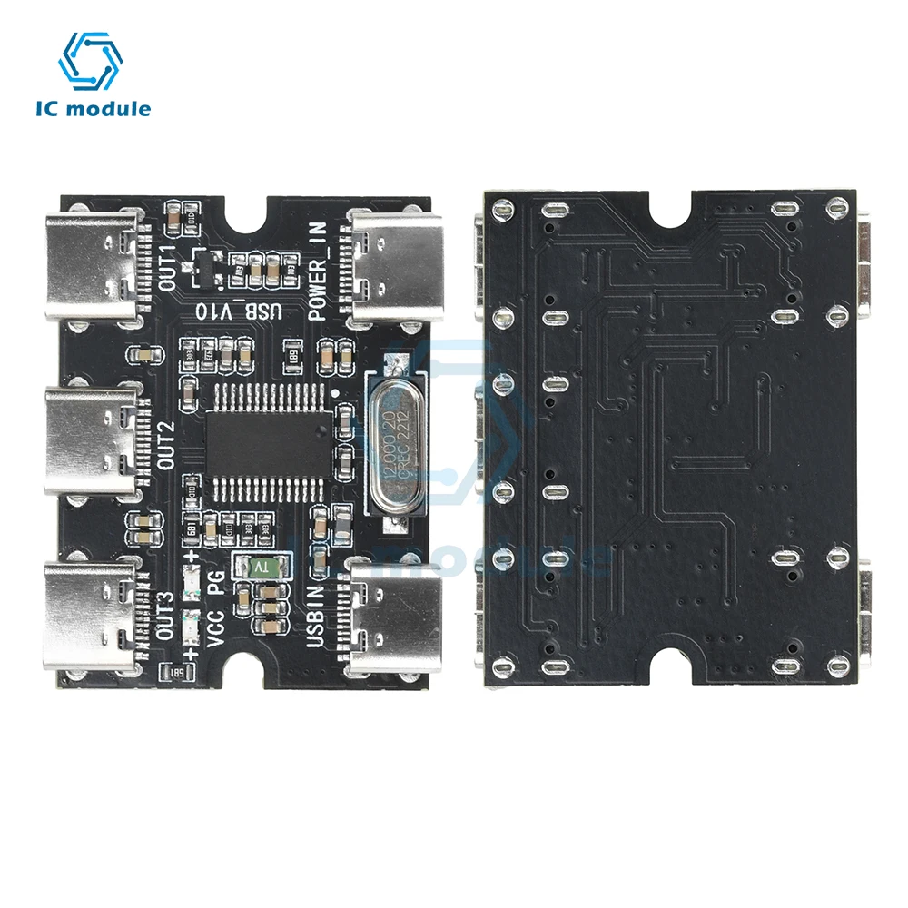 Type C USB Expansion Board Hub 1 In 3 Out Hub Usb Hud Expansion Module With Power Interface