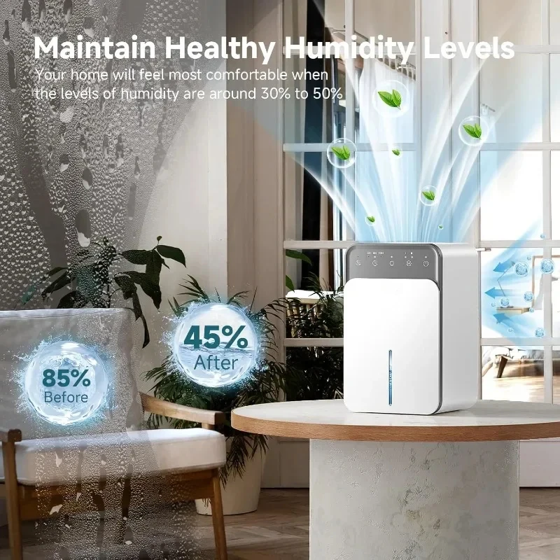 Bedroom Dehumidifier Silent with Timer Sleep Mode Automatic Defrost Automatic Shut-off Function Suitable for Bathroom RV