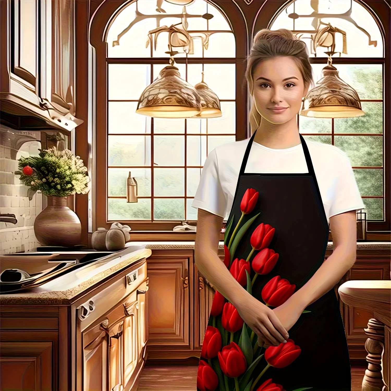 Фартук с красным тюльпаном на  – обзор и цена Kitchen Baking Background