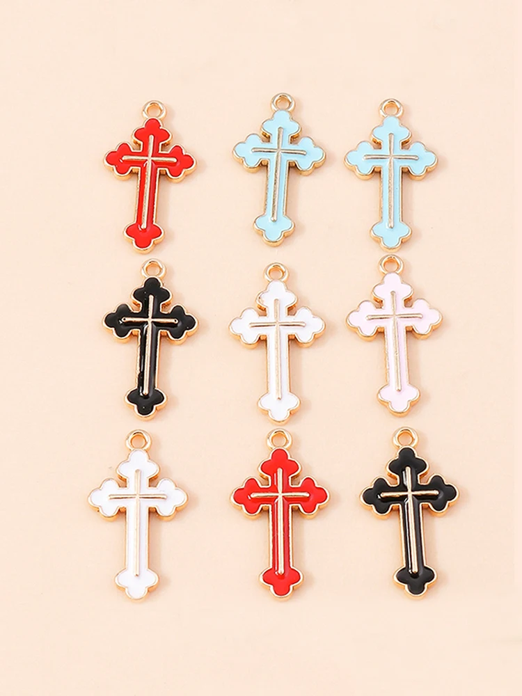 Leslie 10 Stück religiöse Kreuz-Charms-Anhänger für Halskette, Ohrringe, Gold, Silber, vergoldet, Charms, DIY-Schmuckherstellung – Detail 18