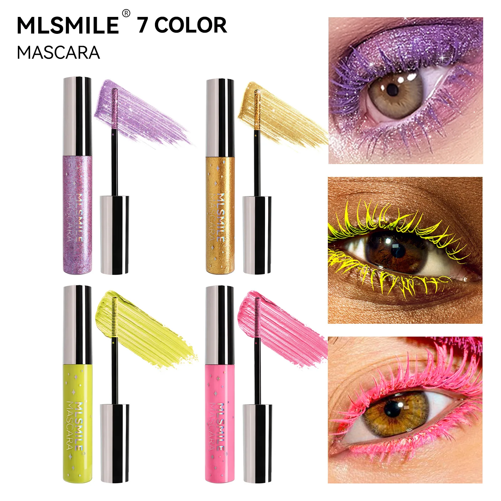 MLSMILE 3D Mascara Verlenging Parelmoer Matte Kleur Mascara Fijne Borstel Wimper Krul Definieer Feestelijke Oogschoonheid Make-Up Mascara