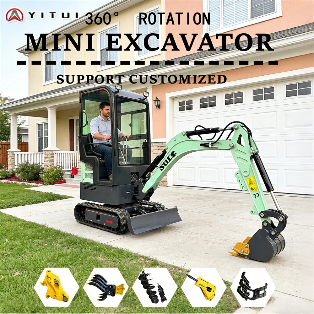 Factory Direct Sales Of 1.8 Tons Of Small Excavator Arm Side Swing Euro 5 Certified Family Cab Small Excavator Engine Customized