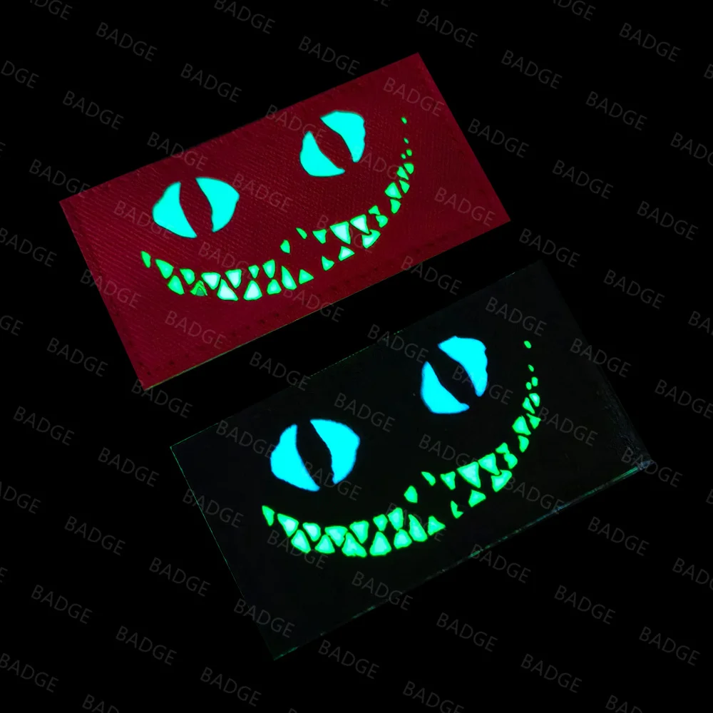 Im Dunkeln leuchtende Patches, Katze, Teufelsaugen, taktischer Patch, Kampfhakenbefestigungen, Ranger, Motorrad, Biker-Tags, Operator-Emblem