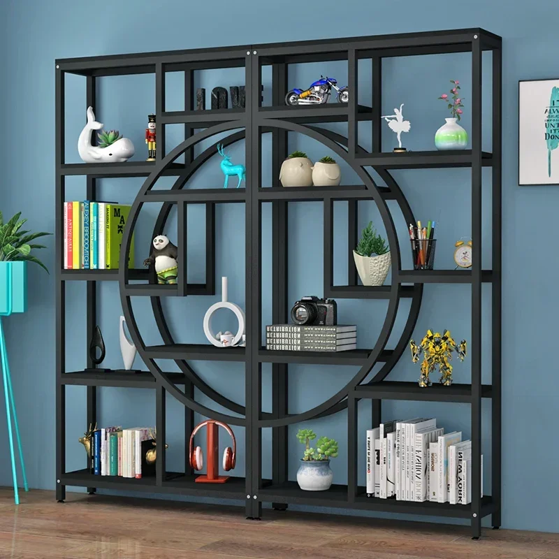 Customized office foyer display iron storage rack, living room floor to ceiling minimalist Chinese decorative book rack, combine