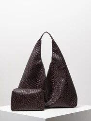 Vintage Faux Leather Woven Pattern Shoulder Bag, Large Capacity Tote Bag, Minimalist Casual Handbag, Large Tote Bag with Wallet, Mother-Daughter Bag, Combination Bag, Women's Commuter Bag (Pattern Random)