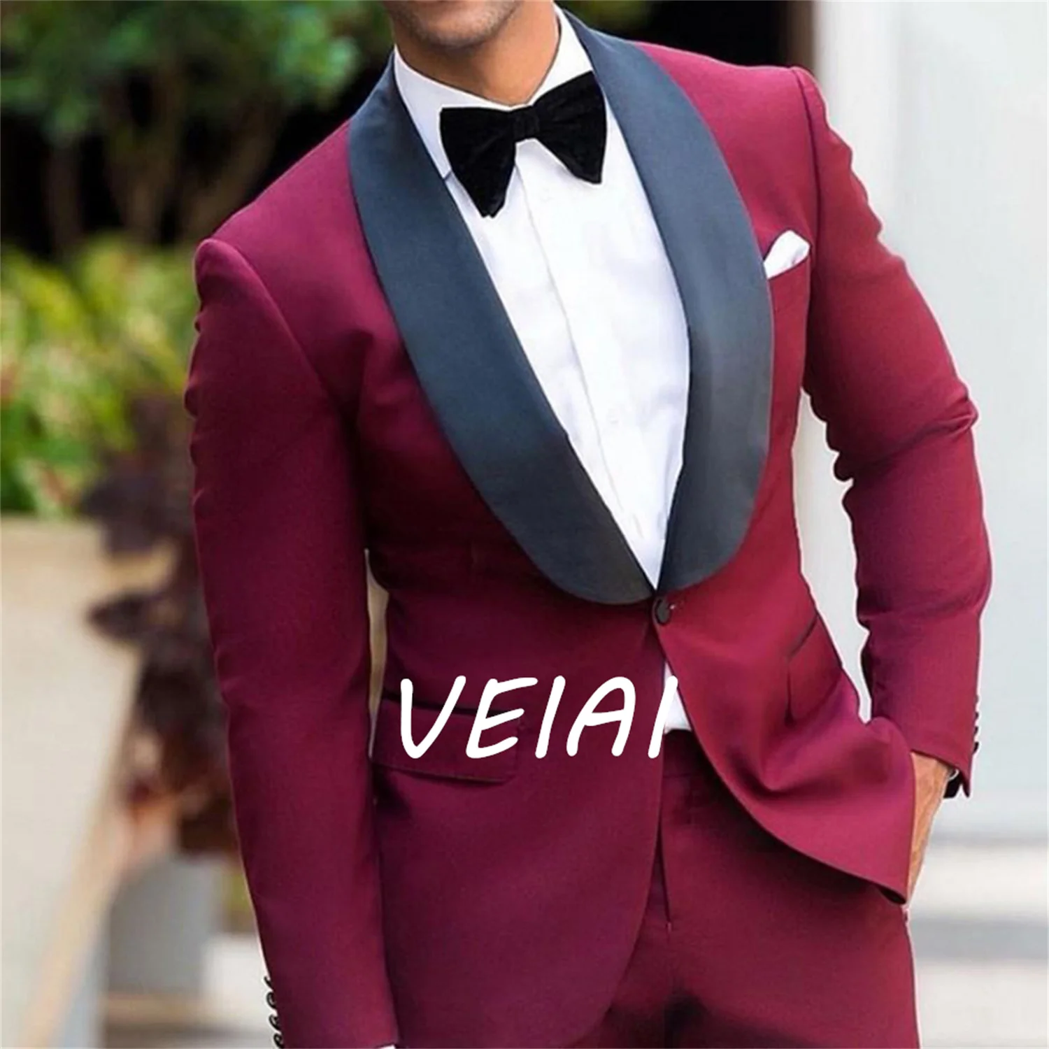 

Мужской костюм на заказ Terno, черная шаль с лацканами, синяя куртка, брюки, полный комплект, модный облегающий элегантный формальный обычный костюм Homme We