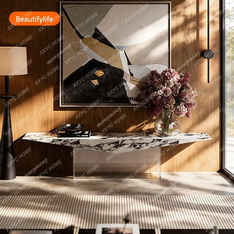 Light Luxury Entrance Desk Against the Wall Villa Corridor Acrylic Slate Creative Suspension Desk Table