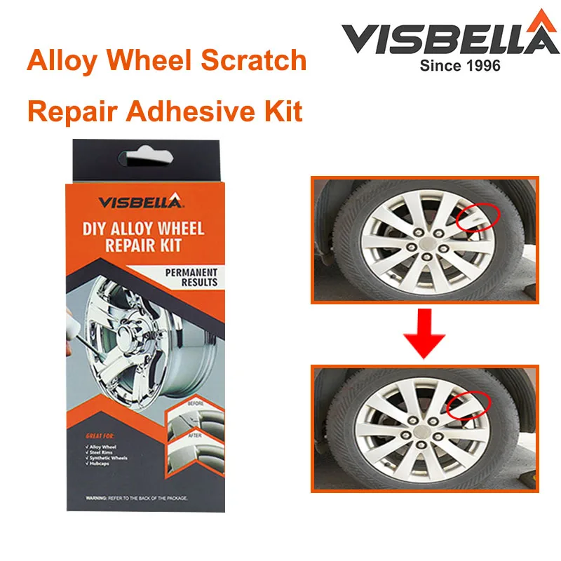 

Visbella Aluminum Alloy Car Wheel Repair Kit Wheel Restoration Tool Tire Scratch Anti-Rust Repair Adhesive Set Hub Renovation