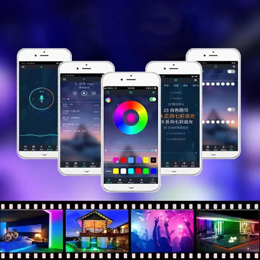 Bluetooth Music Controller DC5-24V MIC Sound Sensor Timing 40Keys IR Remote Wireless APP Control For 3528 5050 RGB LED Strip