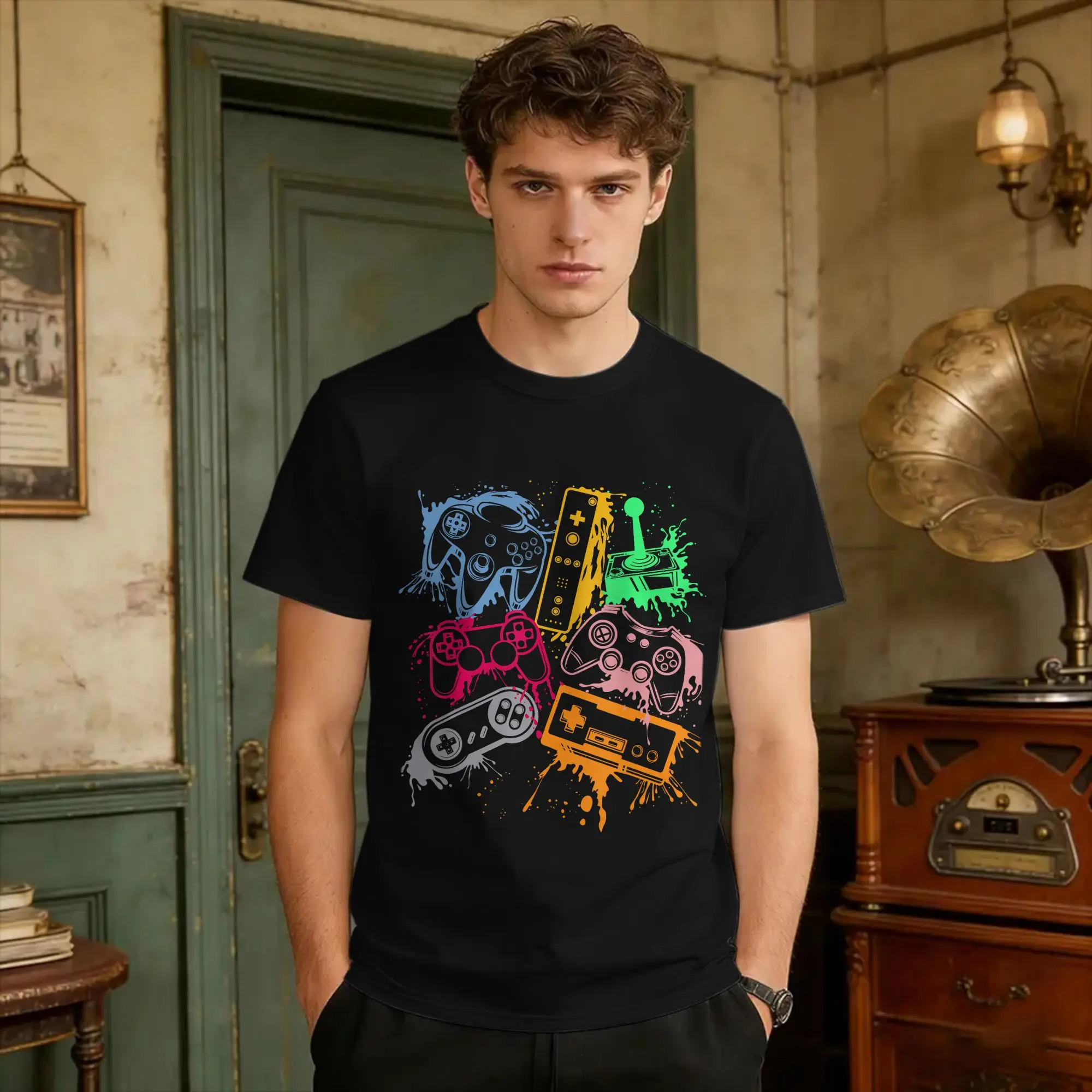 Vintage T-Shirt Funny Old Gamer Gaming Retro 80s 90s Video Game Controller Cotton T Shirts for Men Summer Y2K Fun Top Tees
