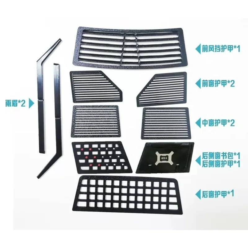 10PCS Window Armor Rain Guards Set, For CROSSRC EMO X2 1/8 RC Crawler Off-Road, Double Tape Stick-On Decorative Upgrade Kit
