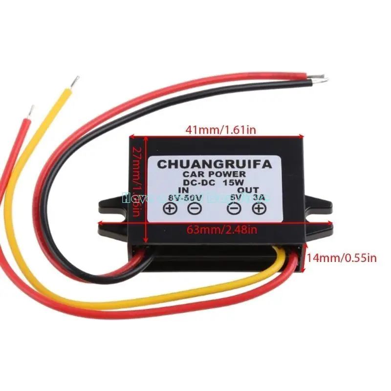 462D Waterproof 15W Pot Pot Pot Catu Power Adapter DC-DC Modul Konverter 12V hingga 5V