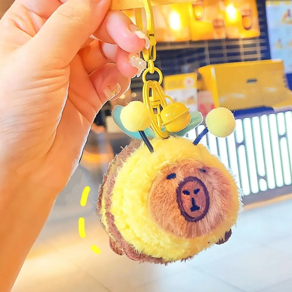 Cute Bee Capybara Keychain, Creative Cartoon Stuffed Brinquedos, Chaveiro do carro, Acessórios, Presentes