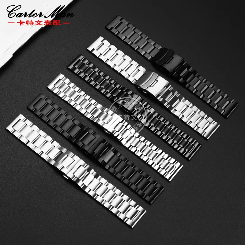 Stainless steel watchband for Seagull barrel shaped hollow series watch sharpness 6094 stainless watch strap men's wristband