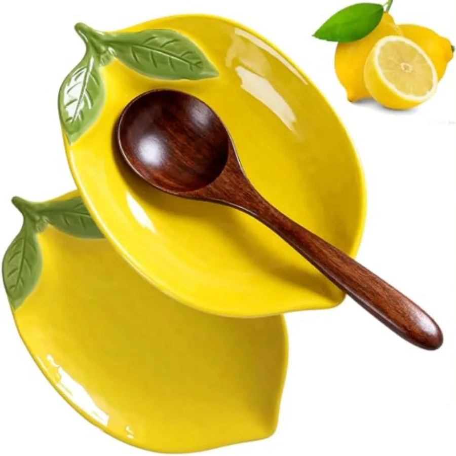 

2PCS Spoon Rests Ceramic Spoon Rest Cute Lemon Shaped Spoon Rests Stove Utensil Rest Spoon Rest Stove Top Kitchen Cng Spoon Hol
