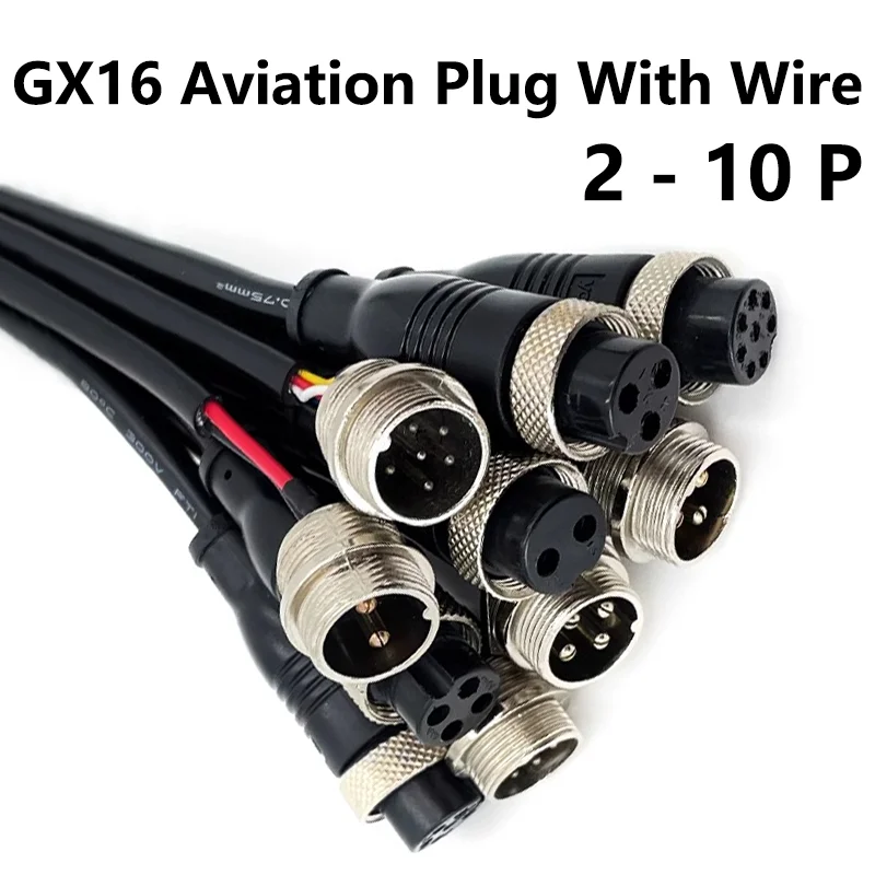 

5/20PCS 2/3/4/5/6/8Pin GX16 Aviation Plug Socket Male to Female Injection Molding Wire Connector with Cable 16MM Extension Line