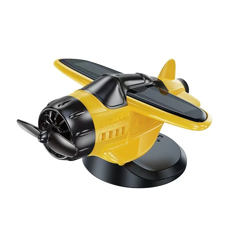 زخرفة سيارة تعمل بالطاقة الشمسية تصميم طائرة دوارة ملحقات داخلية إبداعية لتزيين السيارة للسيارات #5