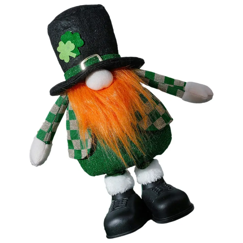 Adorno de peluche enano irlandés, decoración del Día de San Patricio, bigote de fibra de Gnomo, modelo en miniatura, decoración del hogar