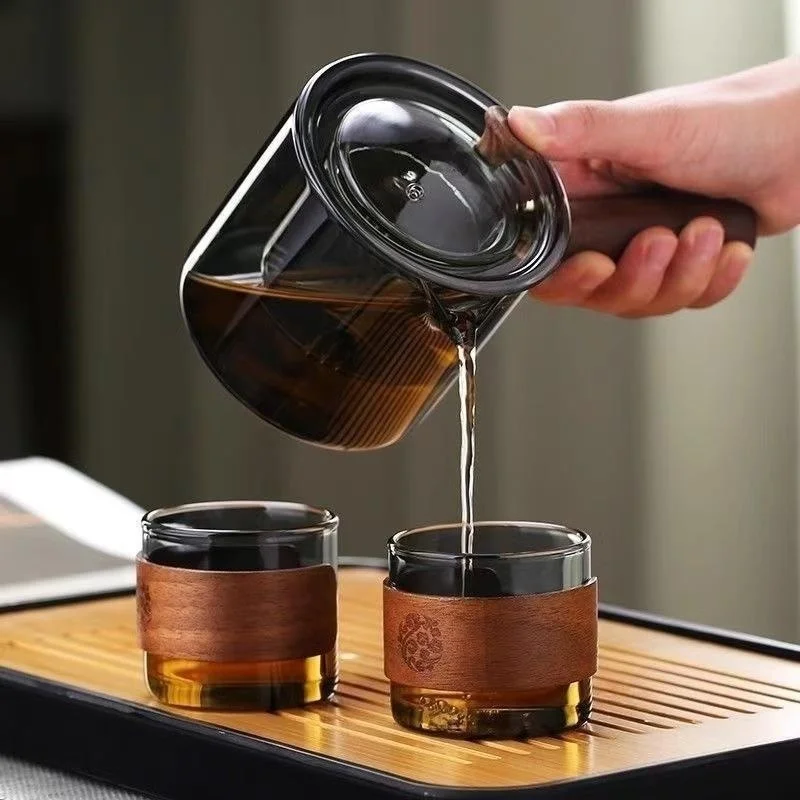 

Glass teapot tea maker household high temperature resistant side handle single pot boiling water fairness cup Kung Fu tea set