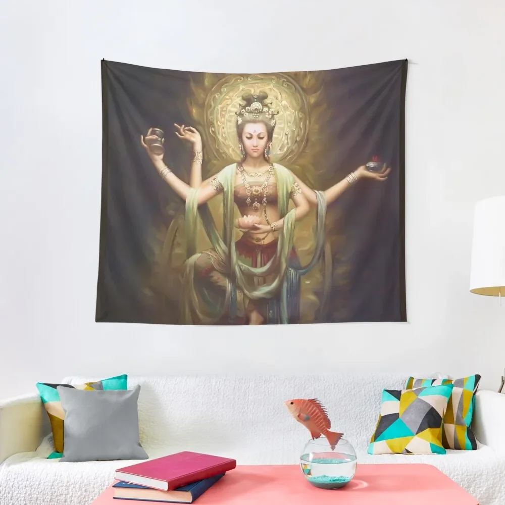 

Quan Yin, The Mother and Goddess of Compassion Tapestry Room Design Outdoor Decor Tapestry