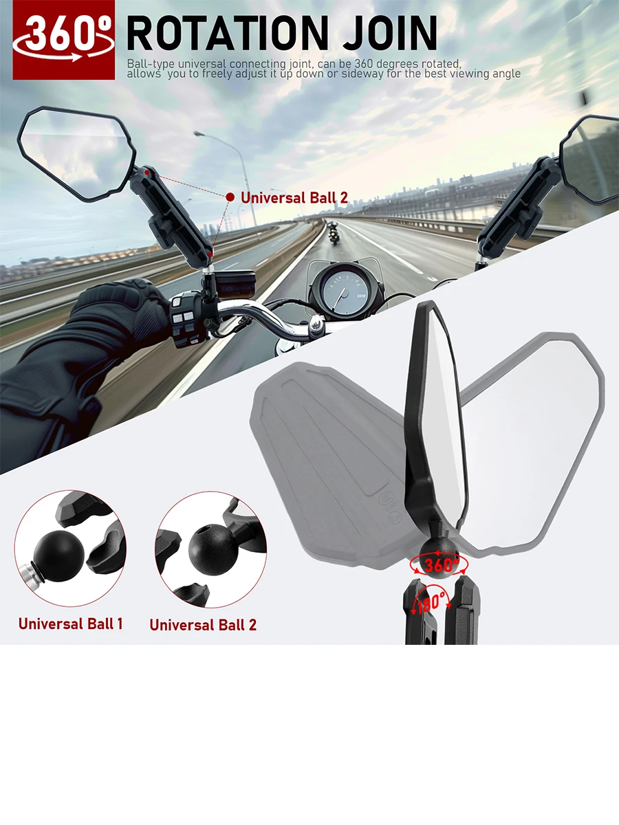 AliExpress dreamizer M8 M10 Black Foldable Motorcycle Rearview Side Mirrors with 7/8" Handlebar Mount Compatible with Yamaha Kawasaki Dirt Bike ATV