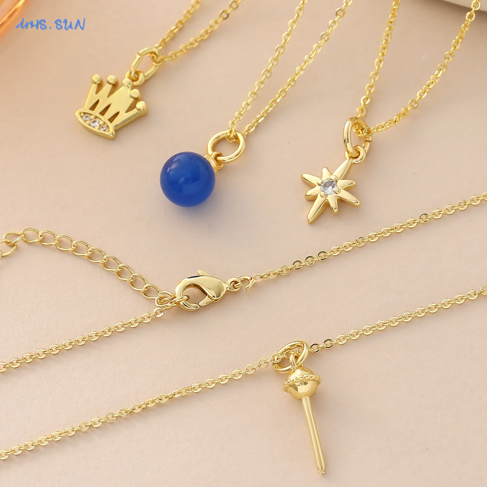 MHS.SUN تاج الموضة/السداسية ستار/مصاصة قلادة القلائد مطلية بالذهب حفلة عيد ميلاد مجوهرات هدية 1 قطعة للنساء فتاة