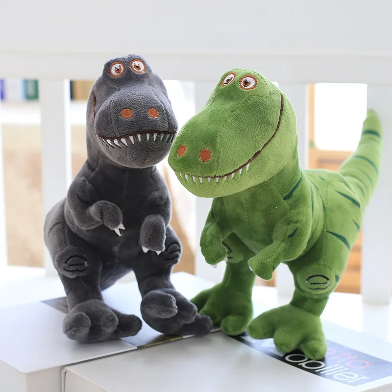 Regalo de cumpleaños de juguete de peluche de dinosaurio verde y gris para niños