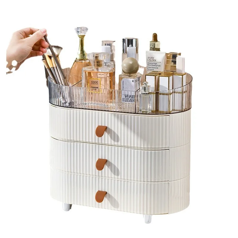 

Desktop cream simple drawer type, transparent large-capacity plastic jewelry, jewelry storage box, cosmetic storage box