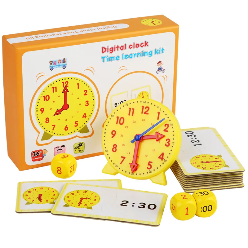 Children Montessori Clock Educational Toys Hour Minute Second Cognition Matching Puzzle Toys Kids Early Preschool Teaching Aid