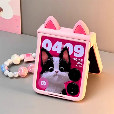 Japan Korean Cute Pink Candy Bracelet Hinge Protective Case For Samsung Z Flip 7/6/5/4/3 For Motorola Razr 60 40 50 Ultra Cover