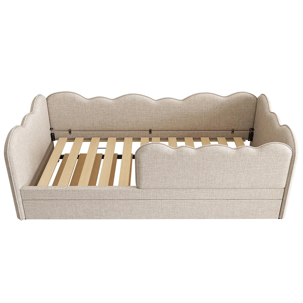 KOMHTOM Gestoffeerd bed Daybed 90x190 cm Linnen daybed slaapbank met uitschuifbaar bed 90x190 cm zonder matras