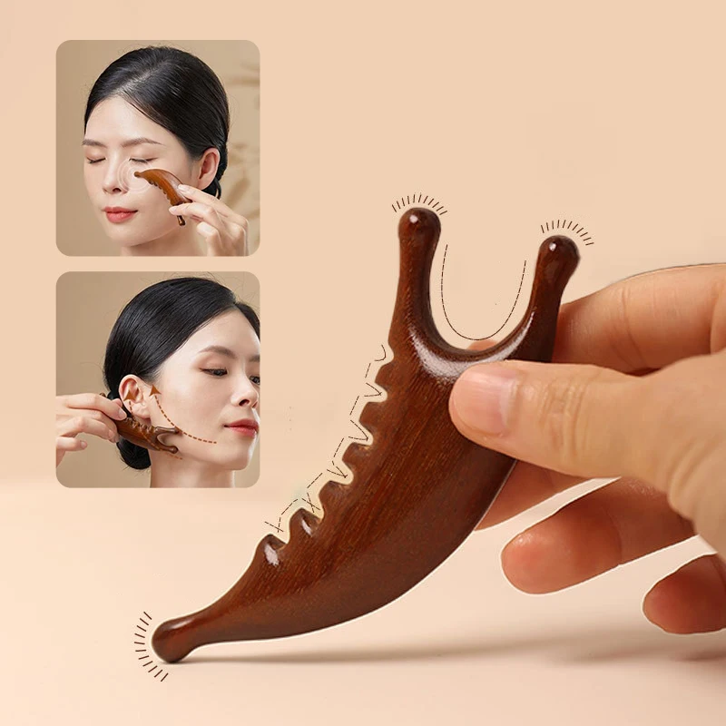 Dolphin Shape Sandalwood Massage Comb Head Face Nose Eye Shoulder Neck Scraping Comb Anti-Static Anti-Hair Loss Meridian Massage